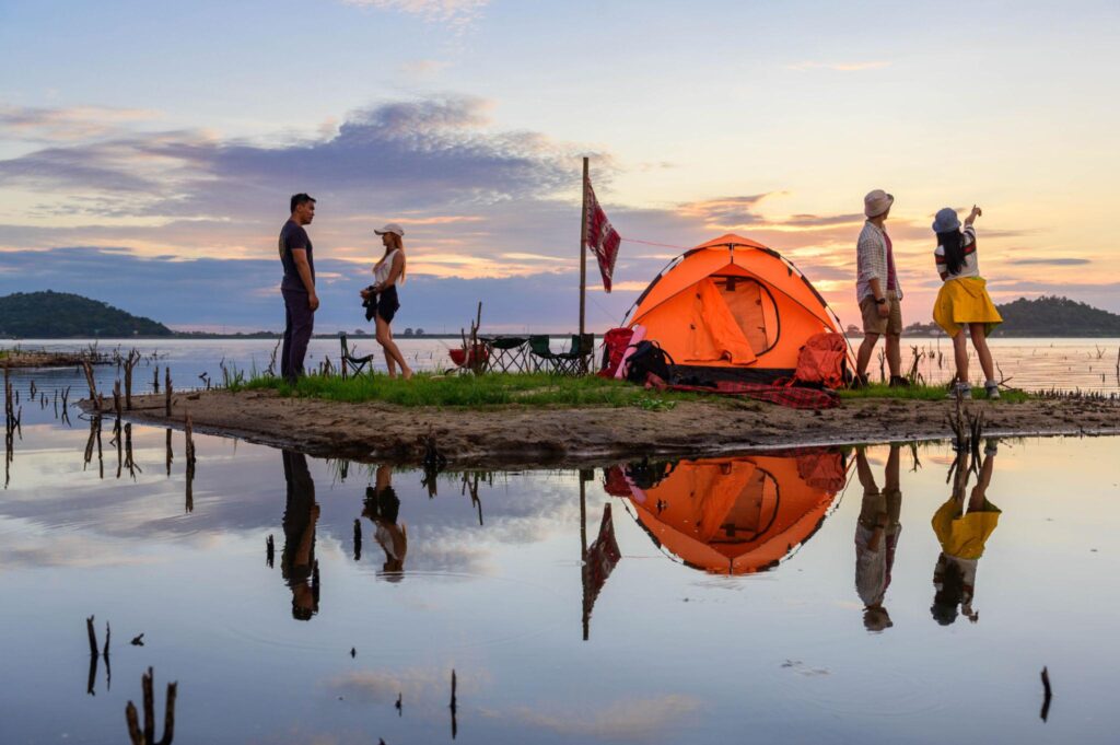 Prepared outdoor adventurer exploring the wilderness with essential gear